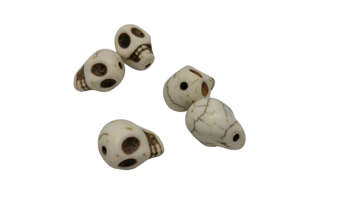 Synthetic Stone Beads 12x10x11 MM (20 Pieces) Skull Hole 1 MM White For Jewellery Making [ac-bds-00089-m1]