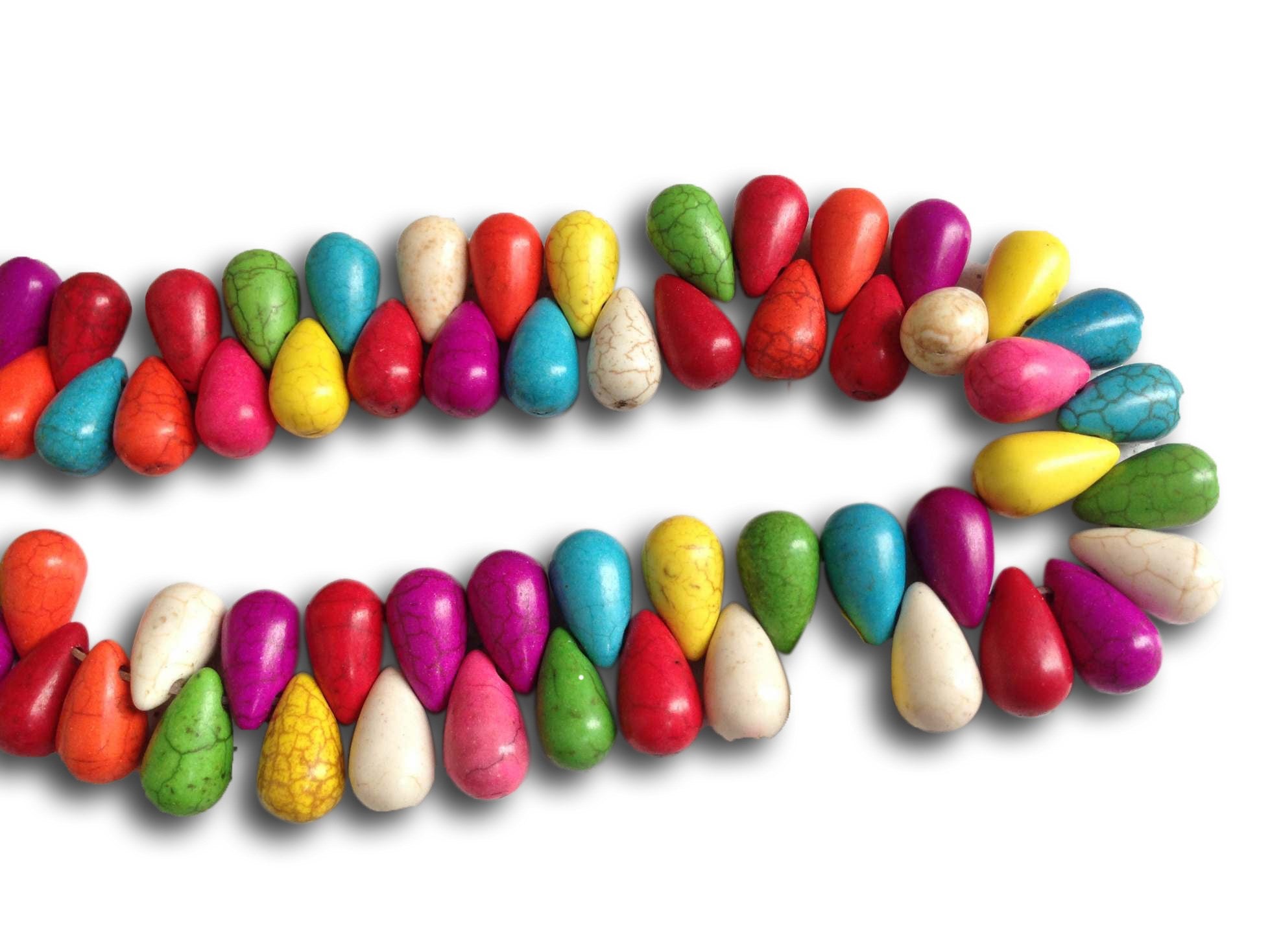 Synthetic Stone Beads 17x10 MM (1 String, 75 Beads) Drop Hole 1.5 MM Mixed Colors 16 Inch For Jewellery Making [ac-bds-00093-m0]