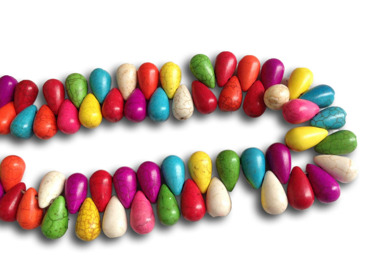 Synthetic Stone Beads 17x10 MM (1 String, 75 Beads) Drop Hole 1.5 MM Mixed Colors 16 Inch For Jewellery Making [ac-bds-00093-m0]