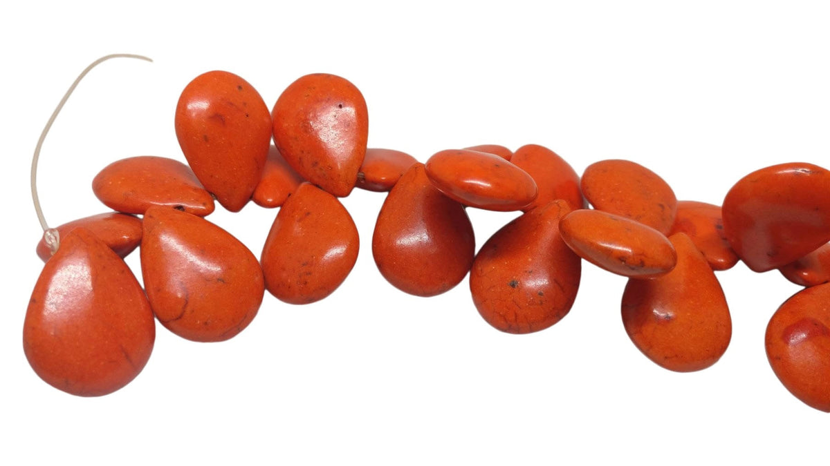 Synthetic Stone Beads 25x18x8 MM (1 String, 48 Beads) Flat Drop Hole 1 MM Orange 15 Inch For Jewellery Making [ac-bds-00094-m4]