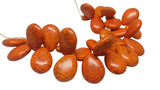 Synthetic Stone Beads 25x18x8 MM (1 String, 48 Beads) Flat Drop Hole 1 MM Orange 15 Inch For Jewellery Making [ac-bds-00094-m4]