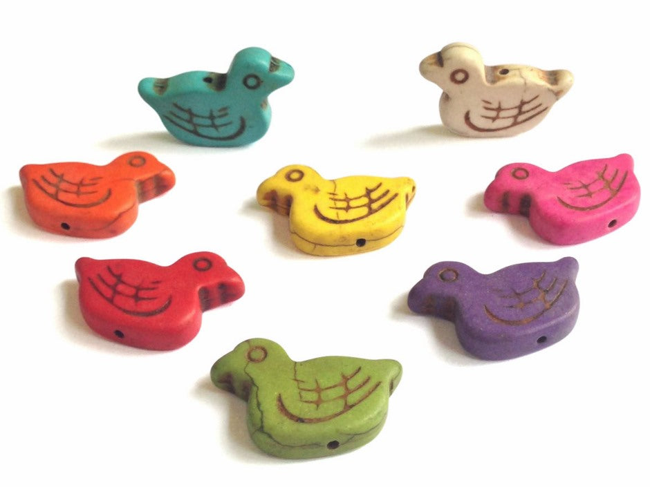 Synthetic Stone Beads 30x15x6 MM (20 Pieces) Bird Duck Hole 1 MM Mixed Colors For Jewellery Making
