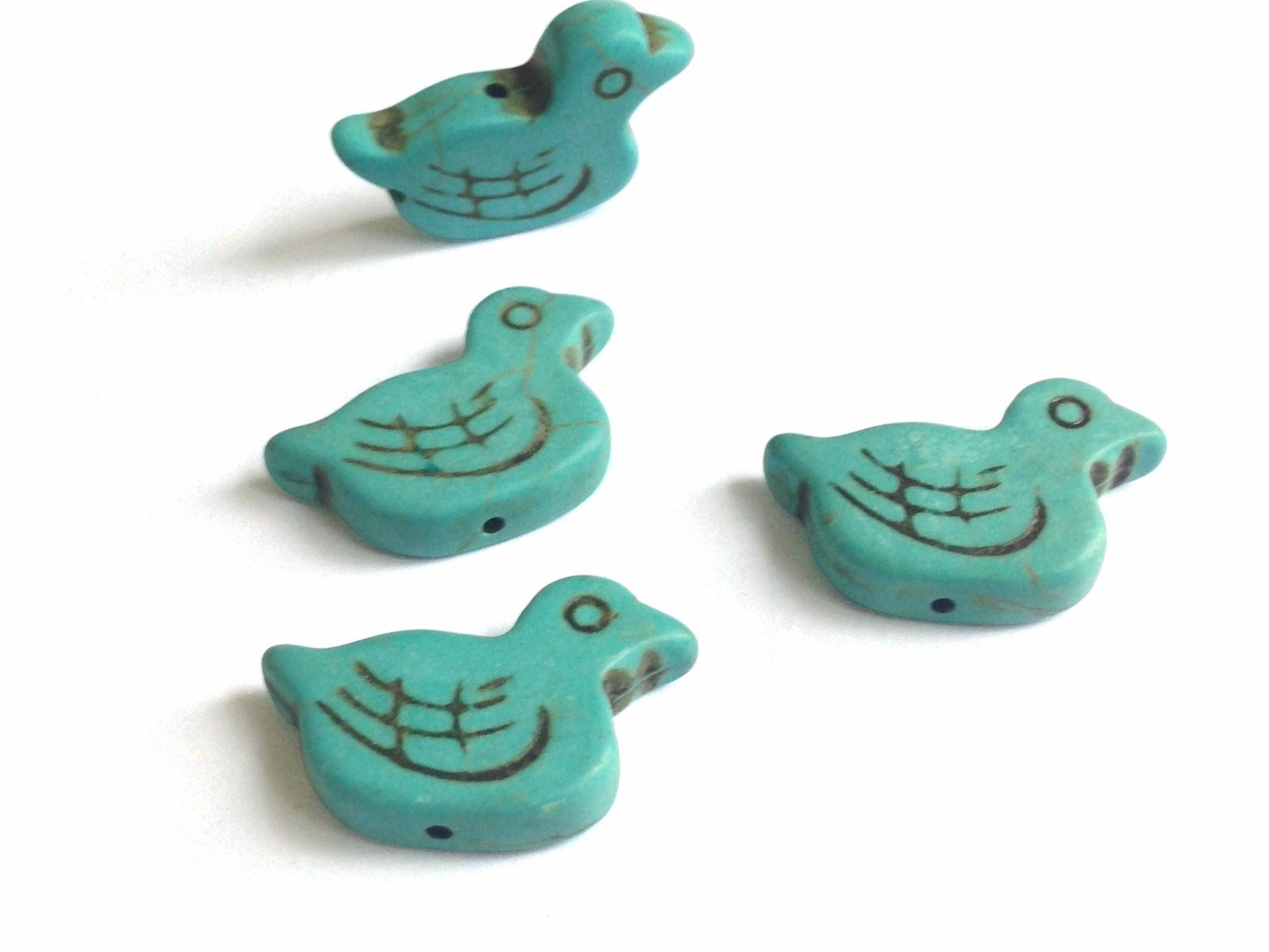 Synthetic Stone Beads 30x15x6 MM (20 Pieces) Bird Duck Hole 1 MM Mixed Colors For Jewellery Making