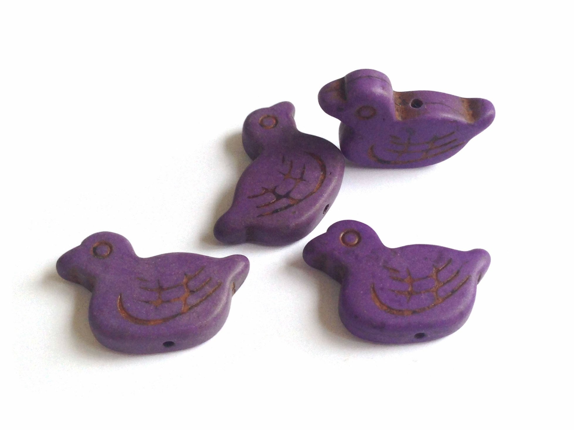 Synthetic Stone Beads 30x15x6 MM (20 Pieces) Bird Duck Hole 1 MM Mixed Colors For Jewellery Making