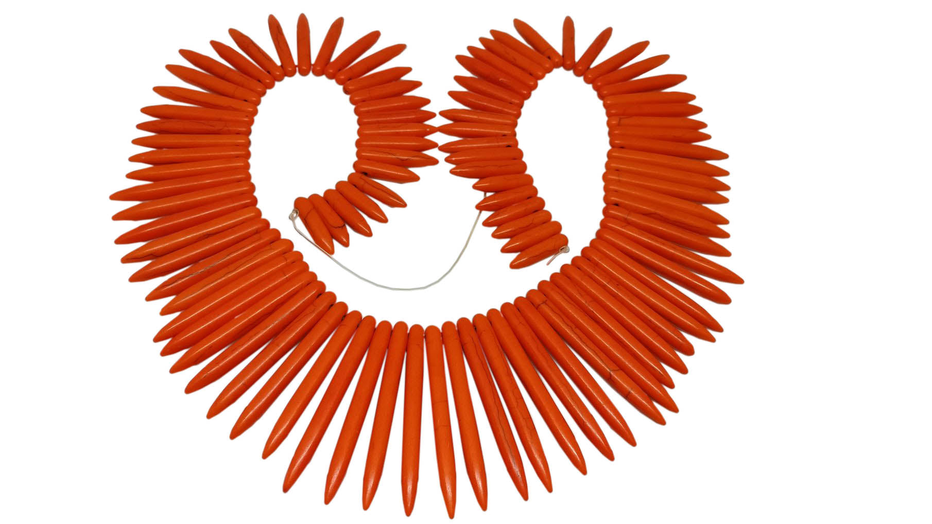 Synthetic Stone Beads 20 to 50 MM Long Range (1 String, 90 Beads) Spike Hole 1 MM Orange 17 Inch For Jewellery Making [ac-bds-00096-m8]