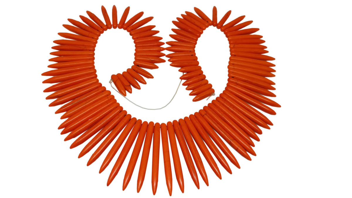 Synthetic Stone Beads 20 to 50 MM Long Range (1 String, 90 Beads) Spike Hole 1 MM Orange 17 Inch For Jewellery Making [ac-bds-00096-m8]