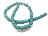 Synthetic Stone Beads 8 MM (1 String, 45-50 Beads) Round Hole 1 MM Turquoise Blue 15 Inch For Jewellery Making [ac-bds-00099-m2]