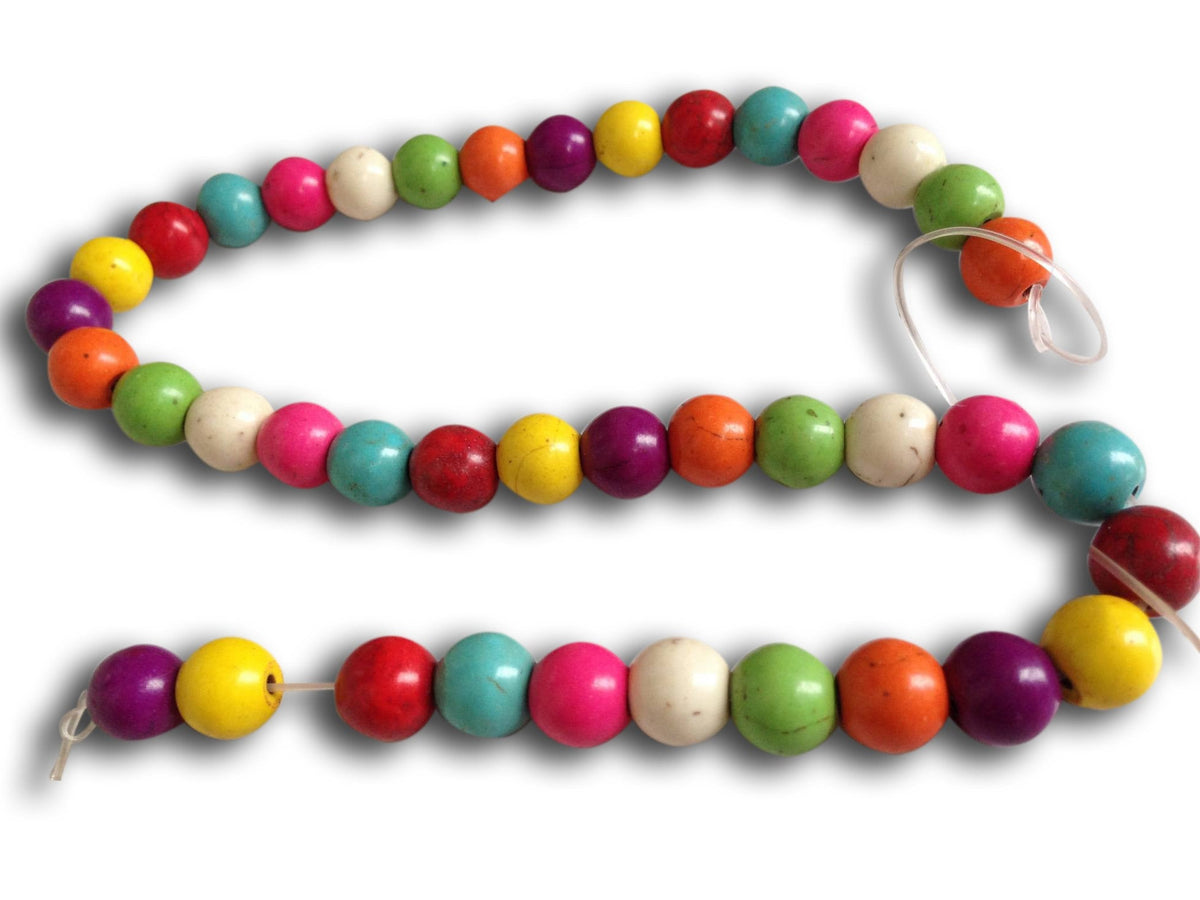 Synthetic Stone Beads 10 MM (1 String, 38-40 Beads) Round Hole 1 MM Mixed Colors 16 Inch For Jewellery Making [ac-bds-00100-m1]