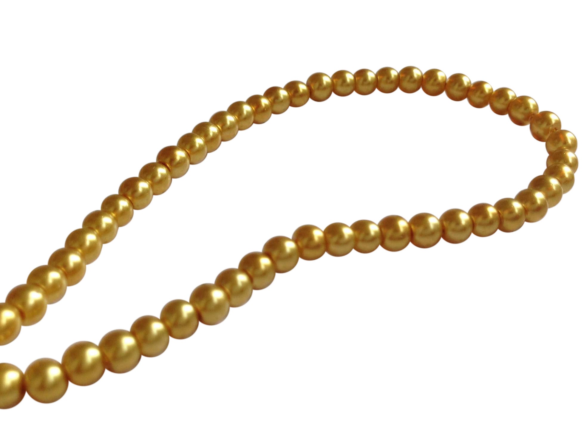 Plastic Imitation Glass Pearl Beads 3 MM (1 String, 210 Beads) Round Hole 1 MM Gold Color 31 Inch For Jewellery Making [ac-bds-00103-m2]