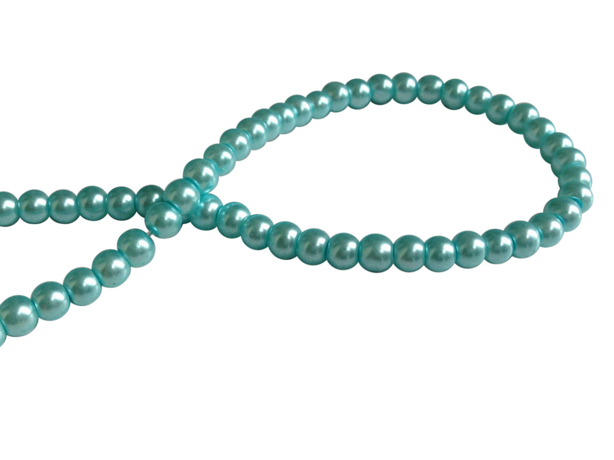 Plastic Imitation Glass Pearl Beads 4 MM (1 String, 200 Beads) Round Hole 1 MM Cyan Blue 31 Inch For Jewellery Making [ac-bds-00104-m6]