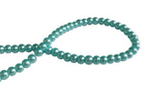 Plastic Imitation Glass Pearl Beads 4 MM (1 String, 200 Beads) Round Hole 1 MM Cyan Blue 31 Inch For Jewellery Making [ac-bds-00104-m6]