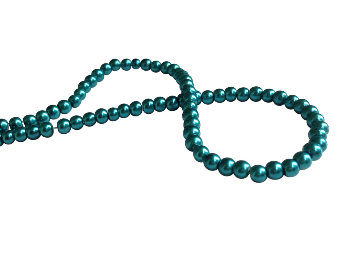 Plastic Imitation Glass Pearl Beads 4 MM (1 String, 200 Beads) Round Hole 1 MM Peacock Blue 31 Inch For Jewellery Making [ac-bds-00104-m8]