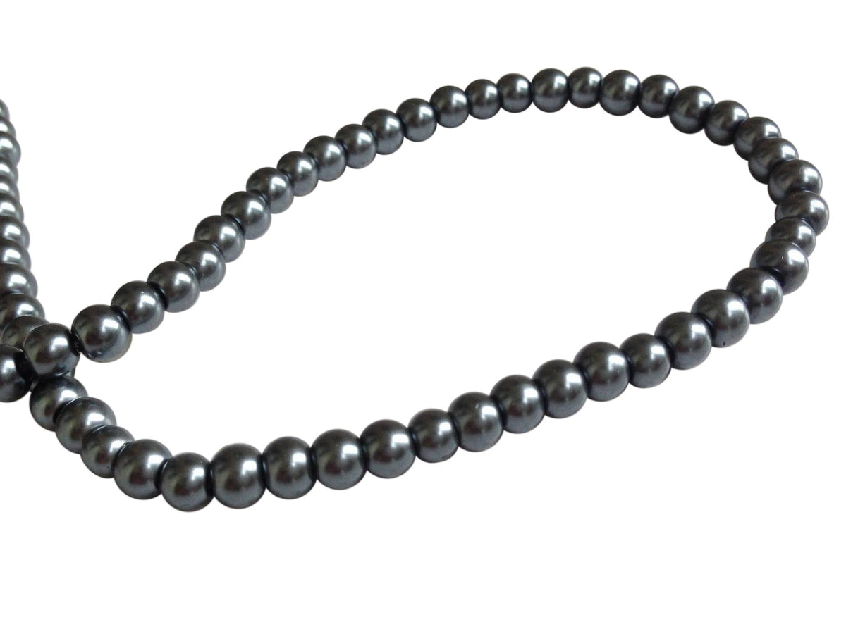 Plastic Imitation Glass Pearl Beads 4 MM (1 String, 200 Beads) Round Hole 1 MM Dark Grey 31 Inch For Jewellery Making [ac-bds-00104-m9]