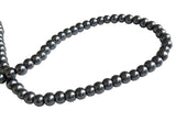 Plastic Imitation Glass Pearl Beads 4 MM (1 String, 200 Beads) Round Hole 1 MM Dark Grey 31 Inch For Jewellery Making [ac-bds-00104-m9]