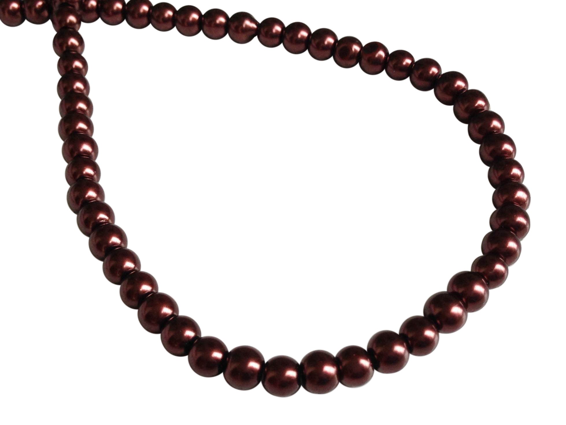 Plastic Imitation Glass Pearl Beads 6 MM (1 String, 130 Beads) Round Hole 0.8 MM Brown 31 Inch For Jewellery Making [ac-bds-00105-m12]