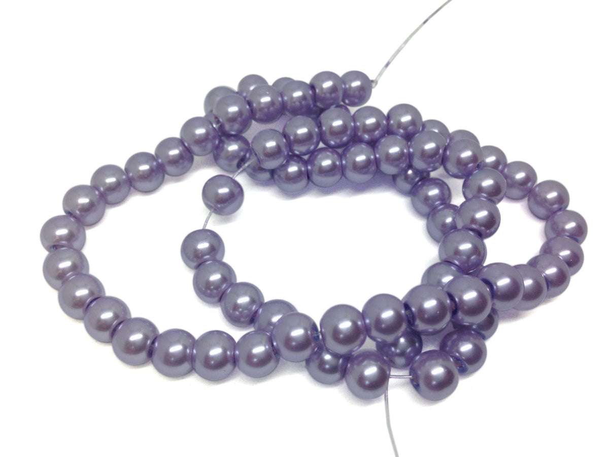 Plastic Imitation Glass Pearl Beads 6 MM (1 String, 130 Beads) Round Hole 0.8 MM Mild Lavendar 31 Inch For Jewellery Making [ac-bds-00105-m13]