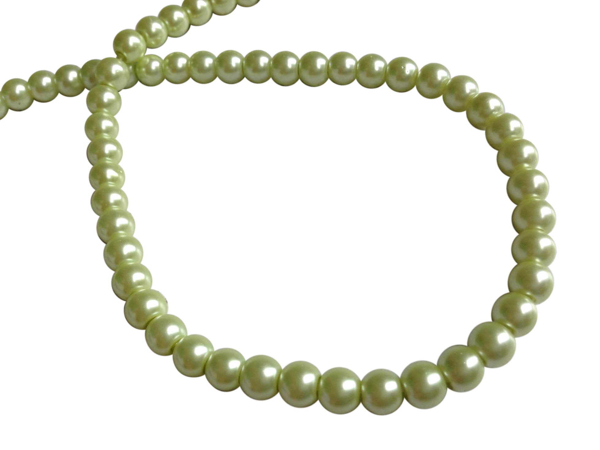 Plastic Imitation Glass Pearl Beads 6 MM (1 String, 130 Beads) Round Hole 0.8 MM Light Green 31 Inch For Jewellery Making [ac-bds-00105-m14]