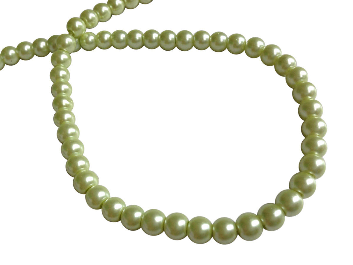 Plastic Imitation Glass Pearl Beads 6 MM (1 String, 130 Beads) Round Hole 0.8 MM Light Green 31 Inch For Jewellery Making [ac-bds-00105-m14]