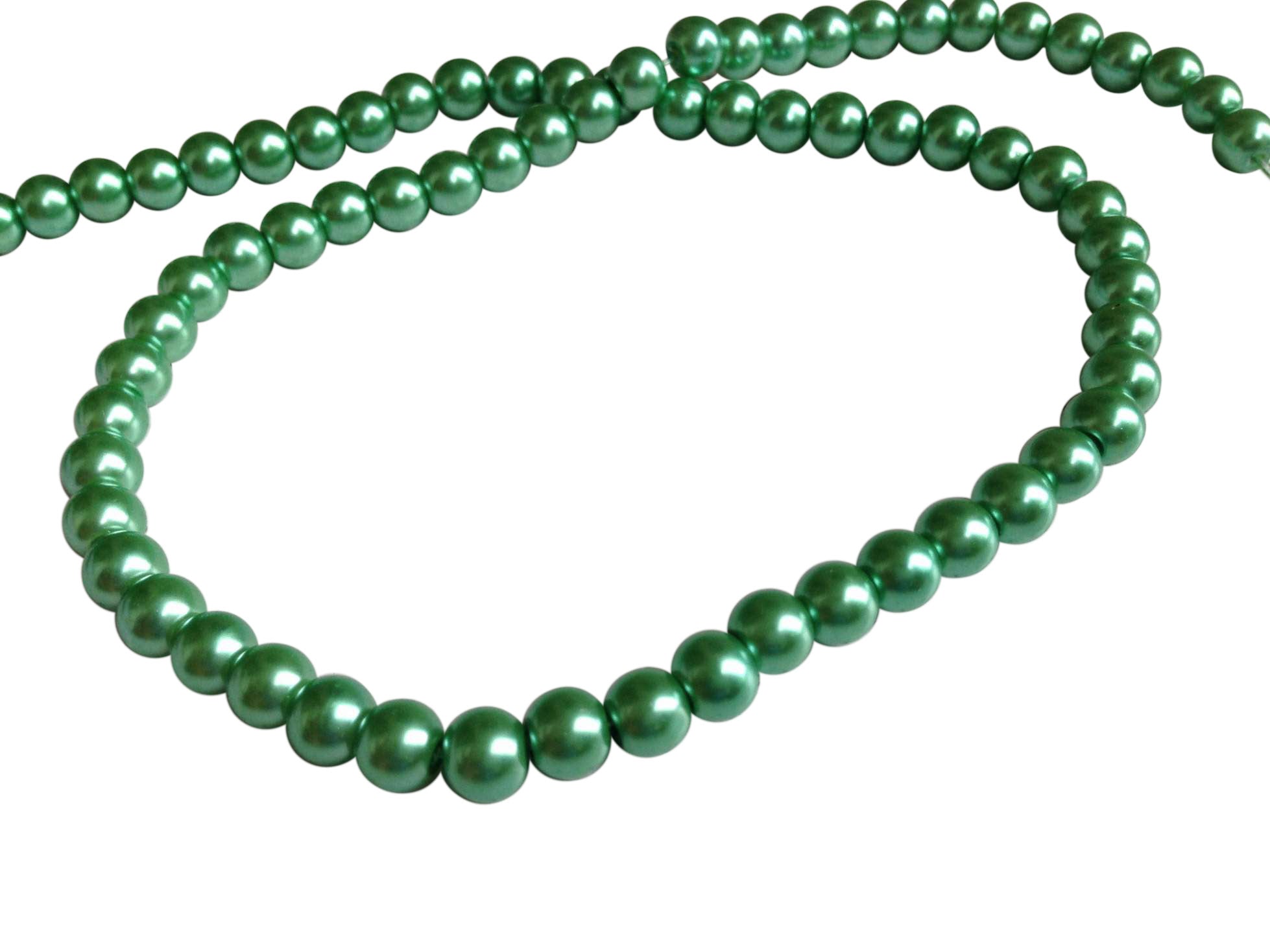 Plastic Imitation Glass Pearl Beads 6 MM (1 String, 130 Beads) Round Hole 0.8 MM Green 31 Inch For Jewellery Making [ac-bds-00105-m2]