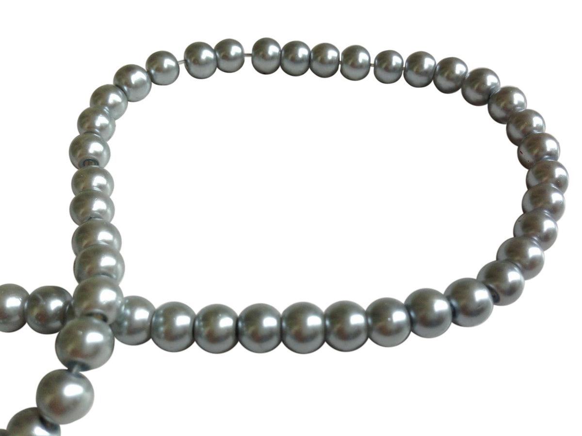 Plastic Imitation Glass Pearl Beads 6 MM (1 String, 130 Beads) Round Hole 0.8 MM Silver Color 31 Inch For Jewellery Making [ac-bds-00105-m3]