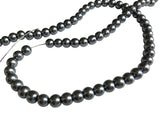 Plastic Imitation Glass Pearl Beads 6 MM (1 String, 130 Beads) Round Hole 0.8 MM Dark Grey 31 Inch For Jewellery Making [ac-bds-00105-m5]