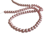 Plastic Imitation Glass Pearl Beads 6 MM (1 String, 130 Beads) Round Hole 0.8 MM Pink 31 Inch For Jewellery Making [ac-bds-00105-m7]