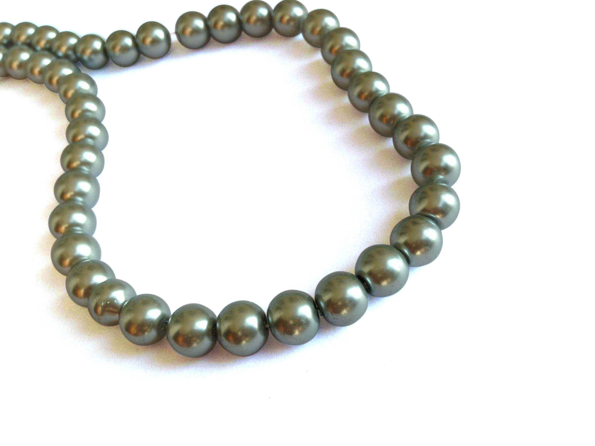 Plastic Imitation Glass Pearl Beads 8 MM (1 String, 100 Beads) Round Hole 1 MM Silver Color 31 Inch For Jewellery Making [ac-bds-00106-m3]