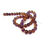 Glass Beads Twin Colors 8 MM (1 String, 100 Beads) Round Hole 1 MM Purple & Dark Orange 31 Inch For Jewellery Making [ac-bds-00109-m2]