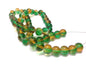 Glass Beads Twin Colors 8 MM (1 String, 100 Beads) Round Hole 1 MM Green & Orange 31 Inch For Jewellery Making [ac-bds-00109-m4]