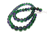 Glass Beads Twin Colors 6 MM (1 String, 130 Beads) Round Hole 1 MM Green & Purple With Mild Brown 30 Inch For Jewellery Making [ac-bds-00111-m1]