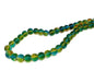 Glass Beads Twin Colors 6 MM (1 String, 130 Beads) Round Hole 1 MM Bluish Green & Yellow 30 Inch For Jewellery Making [ac-bds-00111-m6]