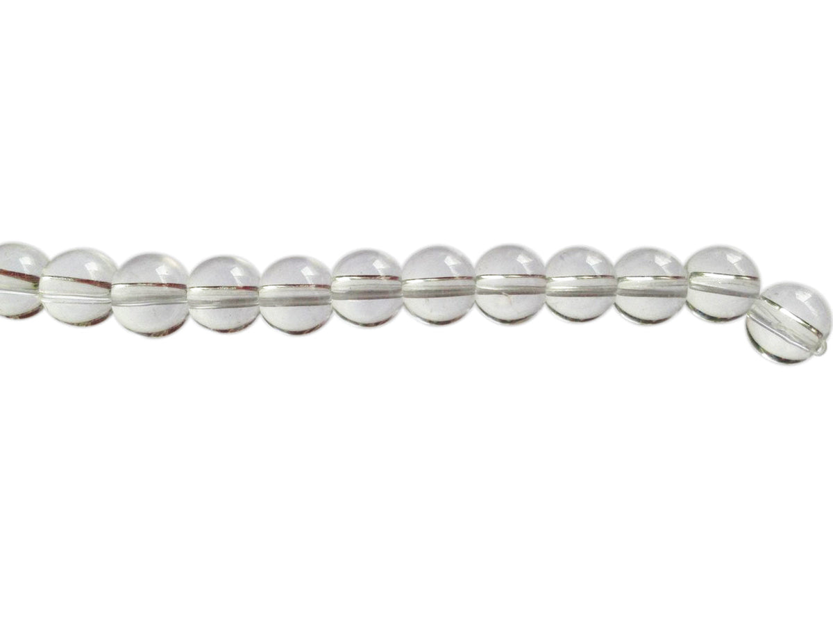 Glass Beads 6 MM (2 Strings, 48-50 Beads/String) Round Hole 1 MM Transparent Color 13 Inch For Jewellery Making [ac-bds-00112-m8]