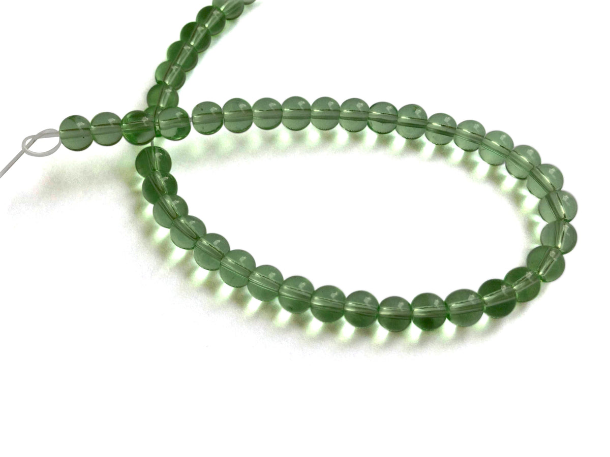Glass Beads 4 MM (2 Strings, 80-85 Beads/String) Round Hole 0.5 MM Light Green 13 Inch For Jewellery Making [ac-bds-00113-m2]