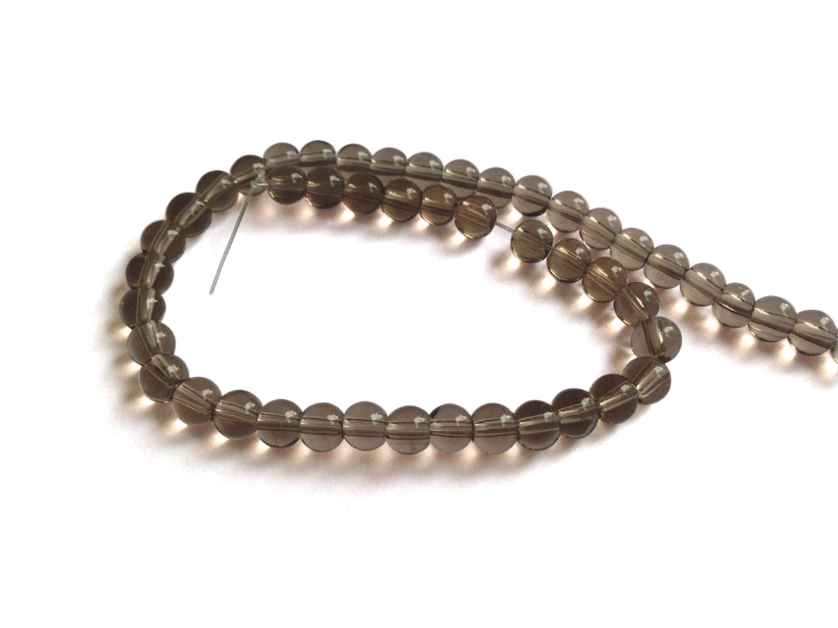 Glass Beads 4 MM (2 Strings, 80-85 Beads/String) Round Hole 0.5 MM Greyish Brown 13 Inch For Jewellery Making [ac-bds-00113-m4]