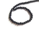 Glass Beads 4 MM (2 Strings, 80-85 Beads/String) Round Hole 0.5 MM Black 13 Inch For Jewellery Making [ac-bds-00113-m6]
