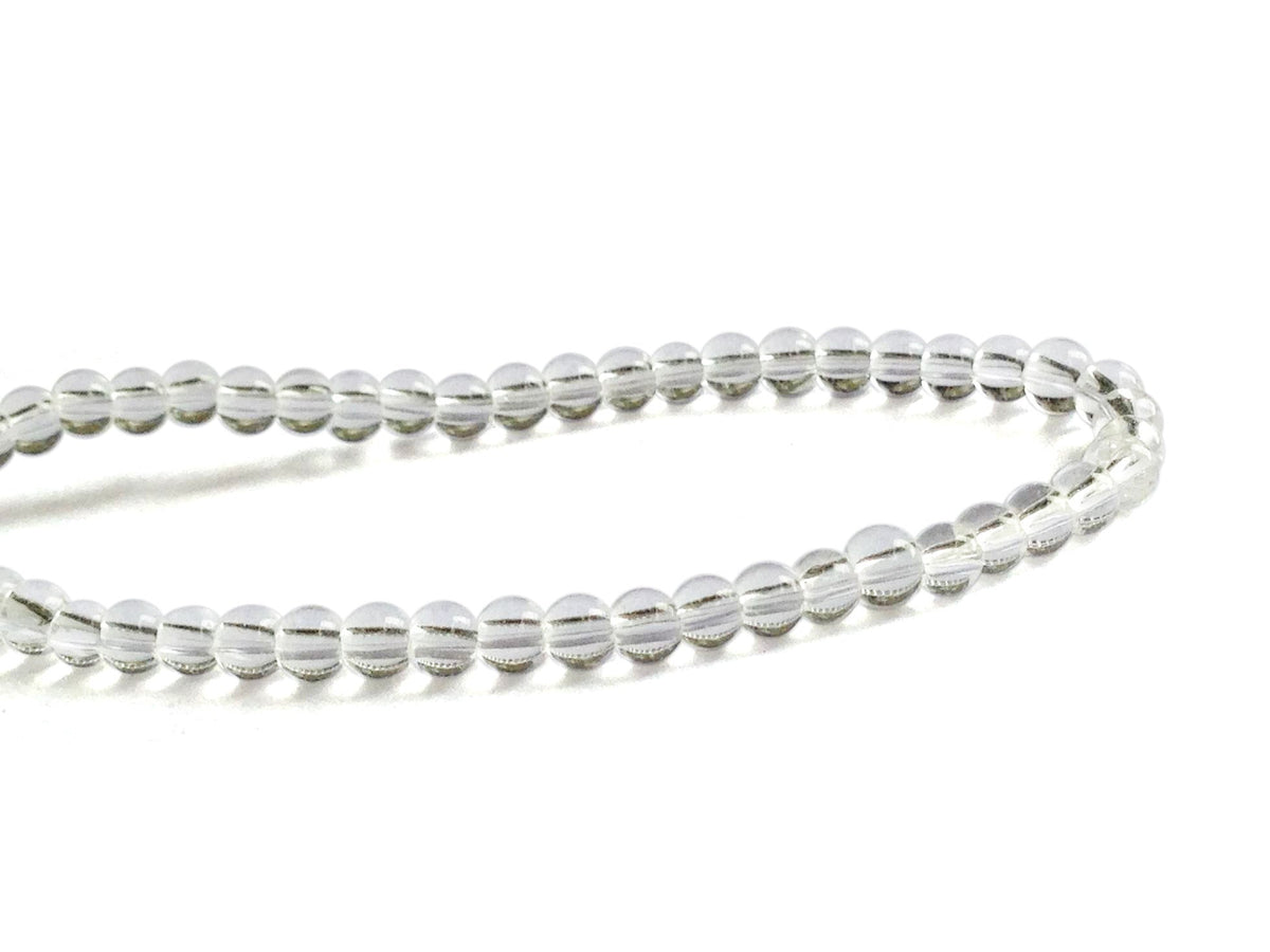 Glass Beads 3 MM (2 Strings, 100-110 Beads/String) Round Hole 1 MM Transparent Color 13 Inch For Jewellery Making [ac-bds-00114-m2]