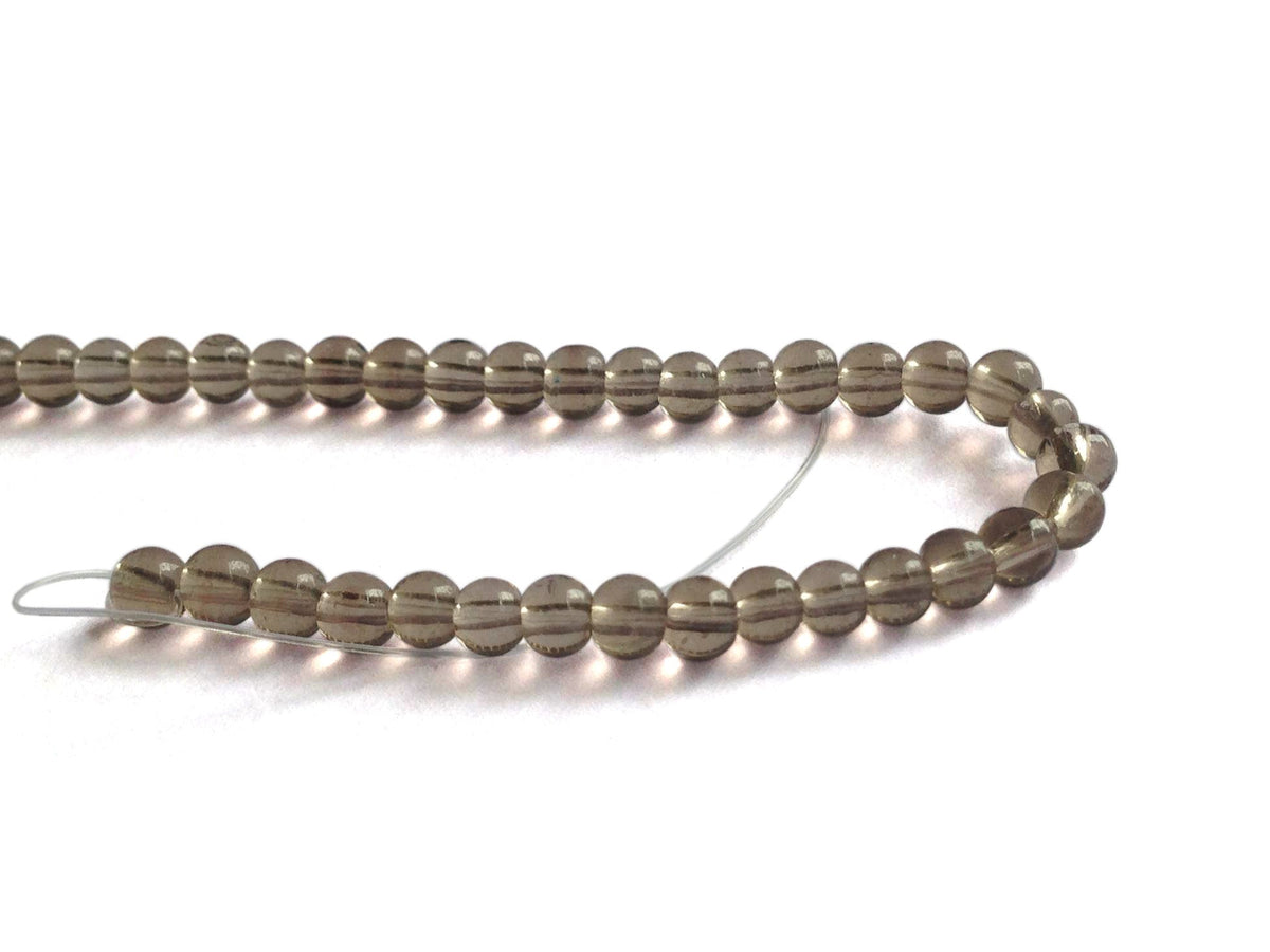 Glass Beads 3 MM (2 Strings, 100-110 Beads/String) Round Hole 1 MM Brownish Grey 13 Inch For Jewellery Making [ac-bds-00114-m5]