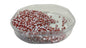 Striped Opaque 8/0 Glass Seed Beads 2.5x2 MM (800 Beads, 25 Grams Wt) Non-Uniform Round Hole 0.8 MM White & Brownish Red [ac-bds-00120-m4]