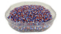 Striped Opaque 8/0 Glass Seed Beads 2.5x2 MM (800 Beads, 25 Grams Wt) Non-Uniform Round Hole 0.8 MM White Blue Reddish-Brown [ac-bds-00120-m9]