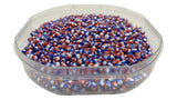 Striped Opaque 8/0 Glass Seed Beads 2.5x2 MM (800 Beads, 25 Grams Wt) Non-Uniform Round Hole 0.8 MM White Blue Reddish-Brown [ac-bds-00120-m9]