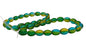 Glass Beads Twin 11x8 MM (1 String, 70-75 Beads) Drum Hole 2 MM Green with Blue & Yellow 31 Inch For Jewellery Making [ac-bds-00121-m1]