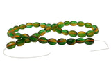 Glass Beads 11x8 MM (1 String, 70-75 Beads) Drum Hole 2 MM Green & Orange 31 Inch For Jewellery Making [ac-bds-00121-m5]