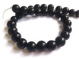 Glass Beads 10 MM (2 Strings, 28-30 Beads/String) Round Hole 1 MM Black 11 Inch For Jewellery Making [ac-bds-00122-m2]