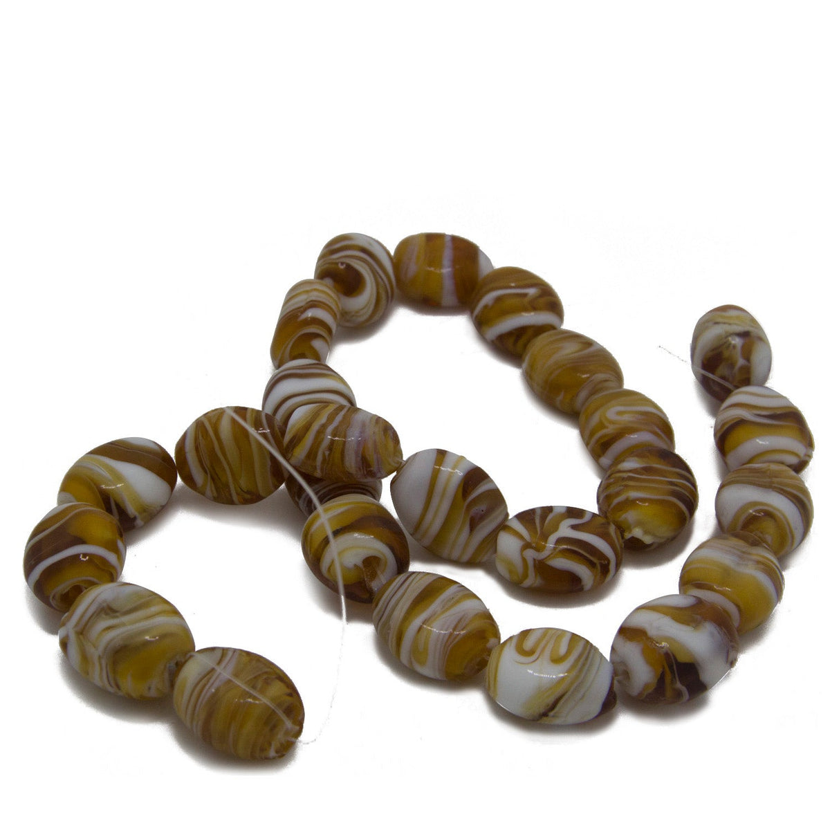 Lampwork Glass Beads 21x17x12 MM (1 Pack, 20-22 Beads) Oval Hole 1 .5 MM Golden Brown For Jewellery Making [ac-bds-00123-m1]