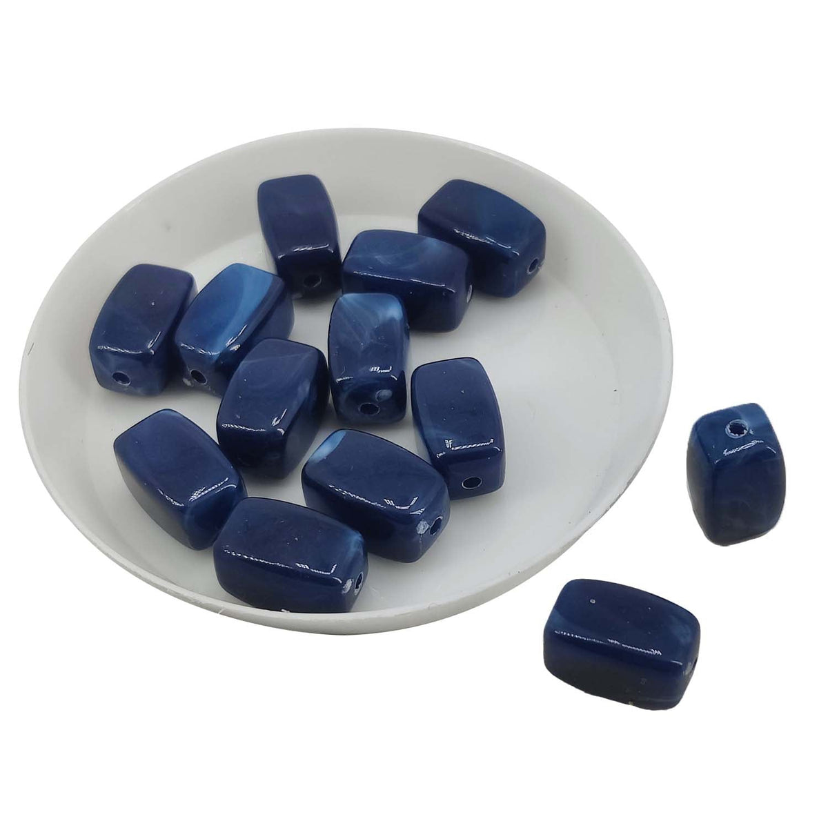 Acrylic Beads (35 Pieces, 25 GM Wt) Dark Blue Hole Size 1.5 MM Cuboid For Jewellery Making DIY Arts Crafts Decoration [ac-bds-00127-m2]