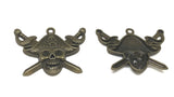 Jewelry Mini Pendant Alloy Craft Charms 43x34x5xmm Skull Antique Bronze Color (Pack of 4 pieces) [ac-charm-00001-m102]