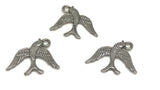 Jewelry Mini Pendant Alloy Craft Charms 18x18x2xmm Bird Antique Silver Color (Pack of 10 pieces) [ac-charm-00001-m108]