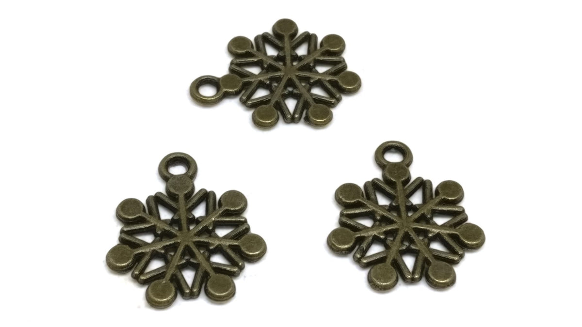 Jewelry Mini Pendant Alloy Craft Charms 20x17mm Snowflake Antique Bronze Color (Pack of 10 pieces) [ac-charm-00001-m115]