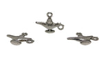 Jewelry Mini Pendant Alloy Charms 22x14x4xmm Alauddin Magic Lamp Antique Silver Color (Pack of 10 pieces) [ac-charm-00001-m26]