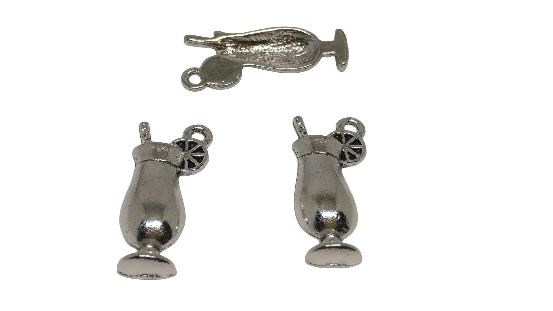 Jewelry Mini Pendant Alloy Charms 27x11x5xmm Drinking Cup Antique Silver Color (Pack of 4 pieces) [ac-charm-00001-m32]